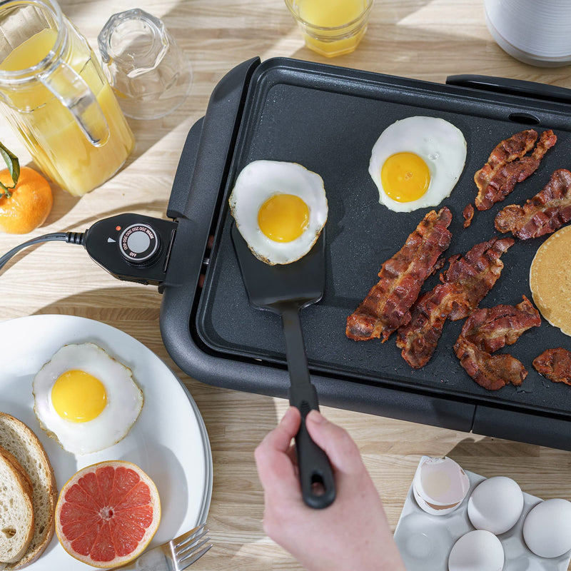 bella Electric Griddle with Warming Tray - Smokeless Indoor Grill, Nonstick Surface, Adjustable Temperature & Cool-touch Handles, 10" x 18", Copper/Black - Grill Parts America