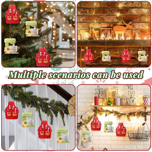 Funtery 4 Pcs Christmas Baking Ornament Green Mixer Ornament and Red Chef Bakers Apron Ornament Cute Gingerbread Chef Christmas Tree Ornaments Xmas Hanging Kitchen Ornaments - Grill Parts America