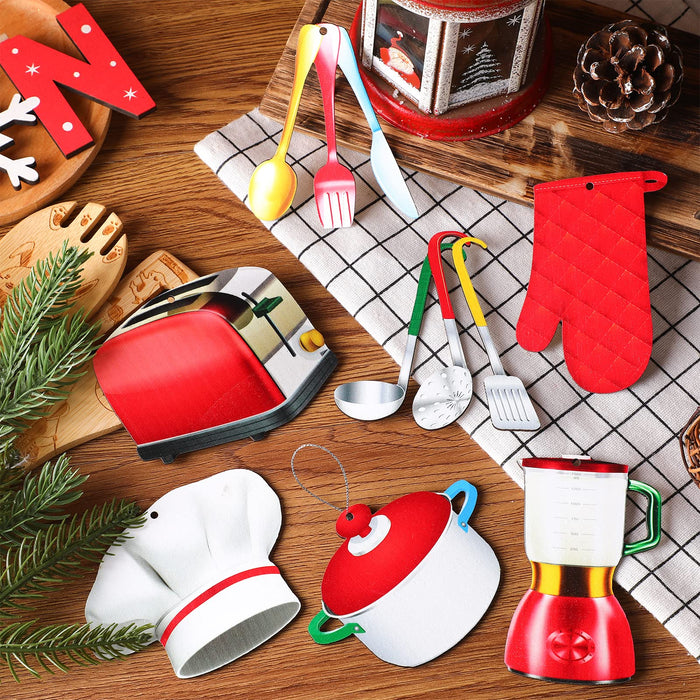 27 Pieces Chef Christmas Ornament Baking Ornaments Cooking Chef Ornament Christmas Tree Ornament Topper Decoration Xmas Decor Sets Baking Christmas Hanging Ornaments with Rope for Tree Baker Gift - Grill Parts America