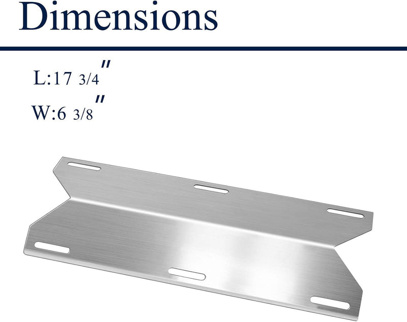 BBQ Gas Grill Replacement Parts, Stainless Steel Heat Plates Heat Tent Shield Burner Cover Kit for Jenn-Air 720-0062, Members Mark 720-0586A, Nexgrill 720-0063, Costco Kirland, 17 3/4" X 6 3/8"