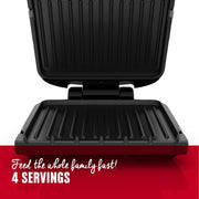 George Foreman 4-Serving Removable Plate Electric Grill and Panini Press, George Tough Non-Stick Coating, Drip Tray Catches Grease, Black - Grill Parts America