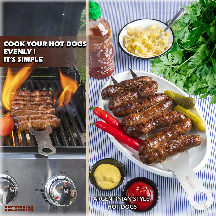 HERUKI Double Skewers 14.4" Stainless Steel Heavy Duty Double Prong Skewers for BBQ Kabob Shawarma Meat Fish Chicken Reusable bbq Accessories for Grill Master Arsenal - 2 Units - Grill Parts America