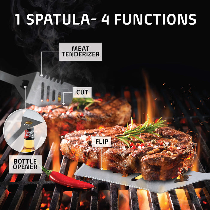 Kaluns Grilling Accessories, Dad Gifts for Fathers Day Grilling Gifts, Heavy Duty Stainless Steel Grill Set BBQ Grill Accessories for Outdoor Grill with Aluminum Case and Apron, Best Gifts for Men Dad - Grill Parts America