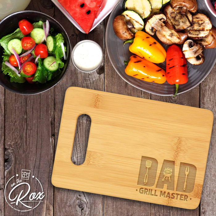 On The Rox Gifts for Dad - Dad Grill Master Cutting Board (9”x6”) - Personalized Dad Gifts for Men - Engraved Bamboo Board for Grill Fathers, Papa, Stepdad - Best Dad Ever Birthday, Fathers' Day Gift - Grill Parts America