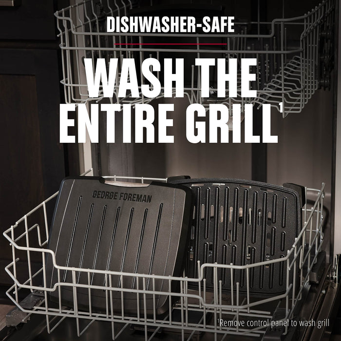 GEORGE FOREMAN® Contact Submersible™ Grill, 5-Serving Grill - Adjustable Temperature Control, Black Plates, Wash the entire grill - Grill Parts America