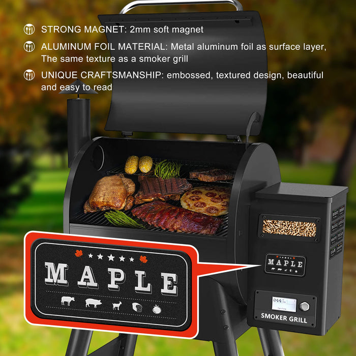 Wood Pellets for Smoker Magnet Labels - Accessories for Pellet Smoker Grill,Metal Material, Frosted Design, Perfect Match with Smoker,Gift for Men and Women,9 Pack - Grill Parts America