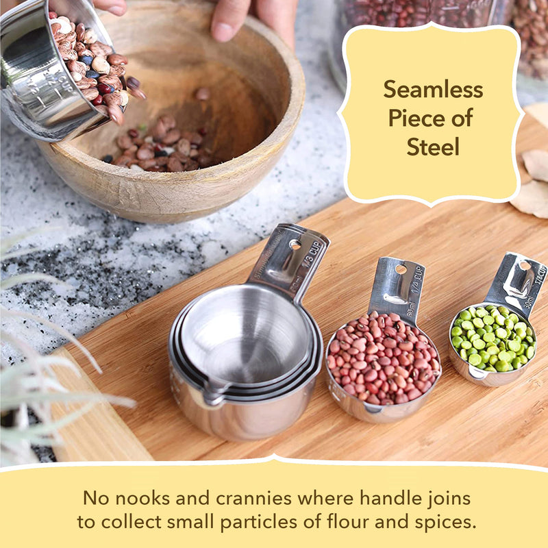 Simply Gourmet Measuring Cups and Spoons Set of 12, 304 Premium Stainless Steel, Stackable Cups Long Handle Spoons Fits Narrow Jars, Kitchen Gadgets for Liquid & Dry Ingredients Cooking Baking - Grill Parts America