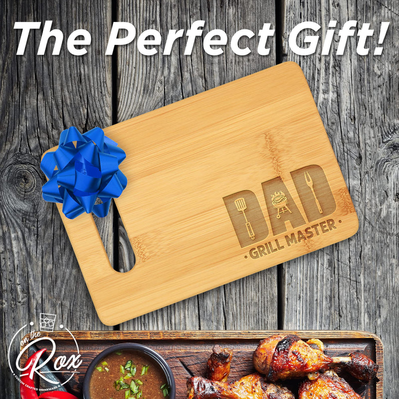 On The Rox Gifts for Dad - Dad Grill Master Cutting Board (9”x6”) - Personalized Dad Gifts for Men - Engraved Bamboo Board for Grill Fathers, Papa, Stepdad - Best Dad Ever Birthday, Fathers' Day Gift - Grill Parts America
