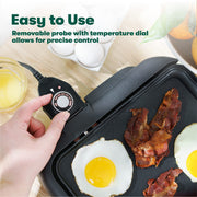 bella Electric Griddle with Warming Tray - Smokeless Indoor Grill, Nonstick Surface, Adjustable Temperature & Cool-touch Handles, 10" x 18", Copper/Black - Grill Parts America
