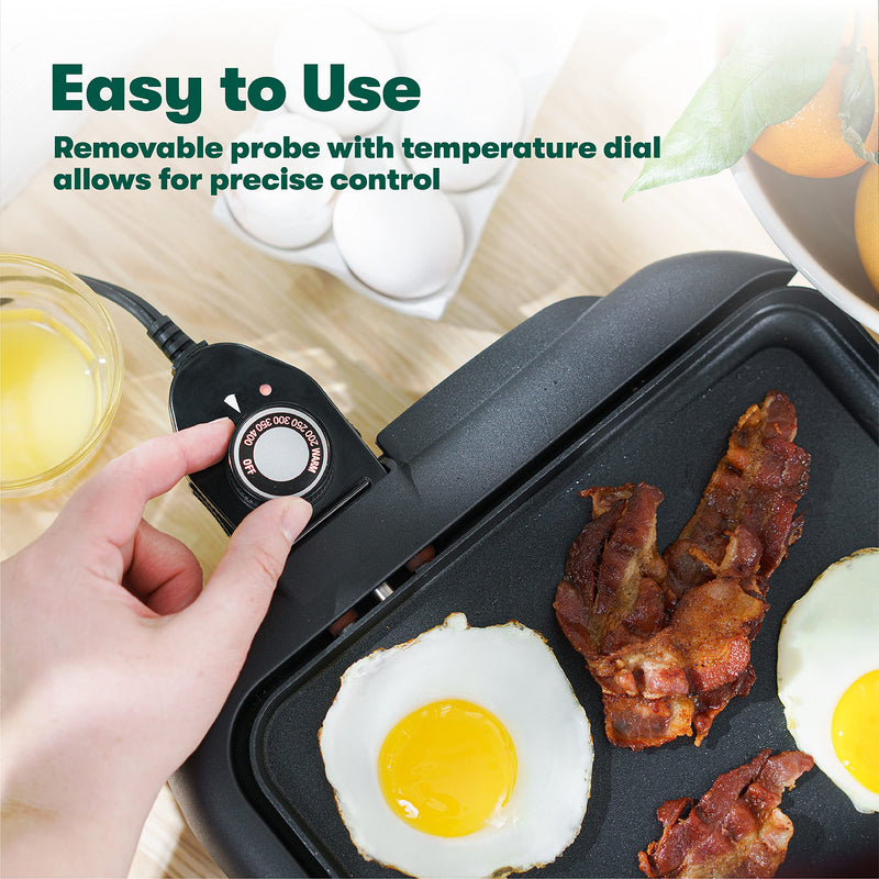 bella Electric Griddle with Warming Tray - Smokeless Indoor Grill, Nonstick Surface, Adjustable Temperature & Cool-touch Handles, 10" x 18", Copper/Black - Grill Parts America