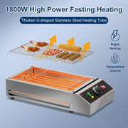 Electric Barbecue Grill, Smokeless Indoor Outdoor BBQ Grill, Portable Countertop Grill with Adjustable Temperature 122°F-572°F, Stainless Steel, 1800W, for Home Restaurant Party Camping