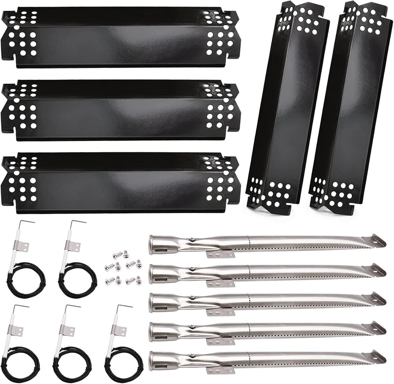 Grill Replacement Parts for Nexgrill 720-0888, 720-0888N, Home Depot Nexgrill 720-0830H, Grill Burner Tubes, Heat Shield Tent Plates and Igniters Kit Replacement for Nexgrill 5 Burner Grills, 5 Pack