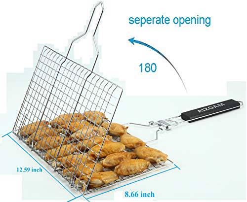 AIGMM Portable Stainless Steel BBQ Barbecue Grilling Basket - Grill Parts America