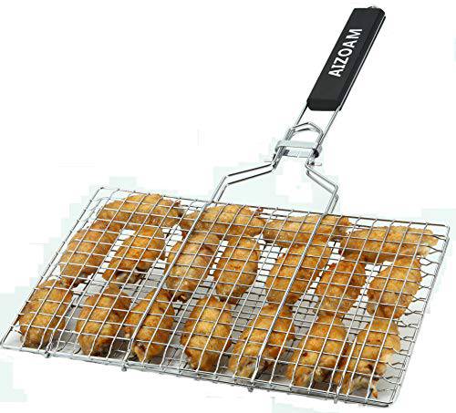 AIGMM Portable Stainless Steel BBQ Barbecue Grilling Basket - Grill Parts America