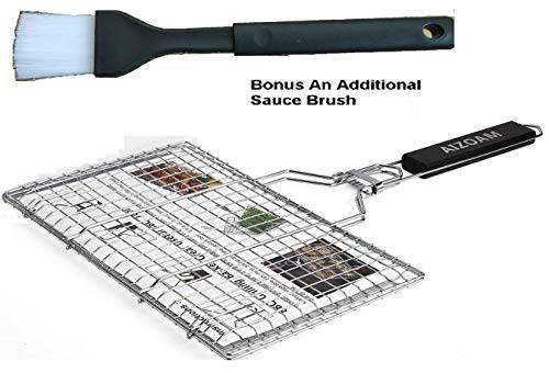 AIGMM Portable Stainless Steel BBQ Barbecue Grilling Basket - Grill Parts America