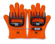 BBQ Gloves, Meat Claws and Digital Instant Read BBQ Thermometer - Heat Resistant/Silicone Gloves - BBQ Grilling Tool Accessories - Grill Parts America
