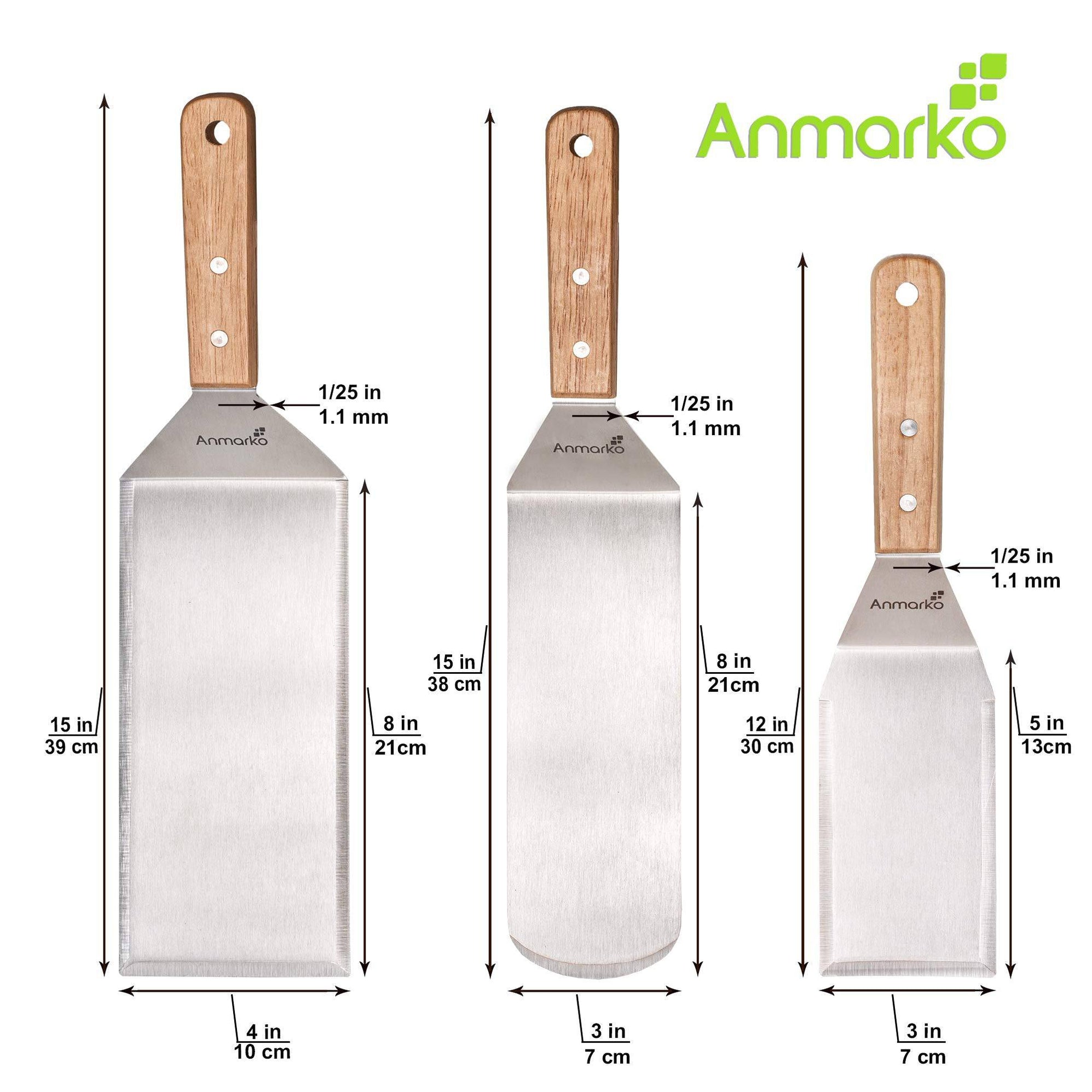 Anmarko Stainless Steel Metal Spatula Set — Grill Parts America