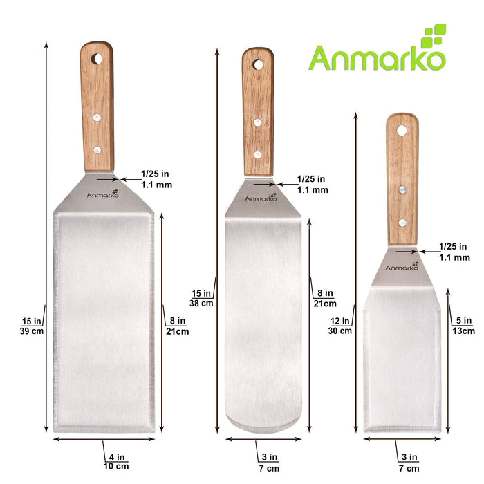 Anmarko Stainless Steel Metal Spatula Set - Grill Parts America