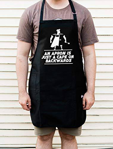 BBQ Grill Apron - Apron is Just a Cape on Backwards - Funny Superhero Apron - Grill Parts America