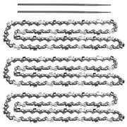 3 Pack 20-Inch Chainsaw Chain-3/8" Pitch .050" Gauge 72 Drive Links with 2 Bonus Sharpening Files; Heavy Duty Carbon Steel Chains Fit Most Major Chainsaw Brands - Grill Parts America