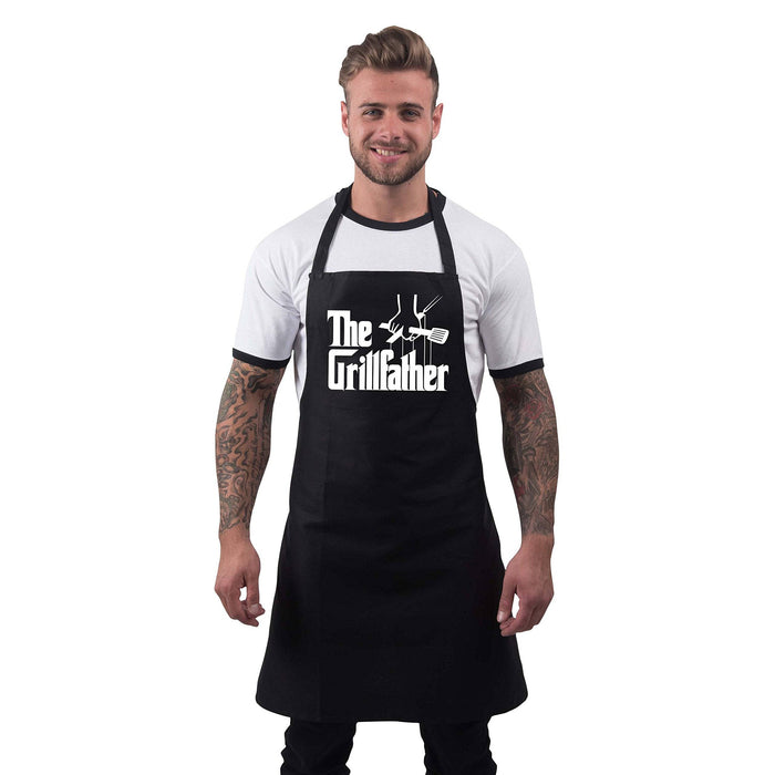 BBQ Apron Funny Grill Aprons for Men The Grillfather Men's Grilling Gifts Black - Grill Parts America