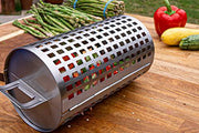 Rolling Grill Basket - Heavy Duty Vegetables & Fish Grill Basket - Grilling Basket for Kabobs, Veggies & Shrimp - Perfect Grilling Gifts for Men - BBQ Grill Accessories for Outdoor Grill - Grill Parts America