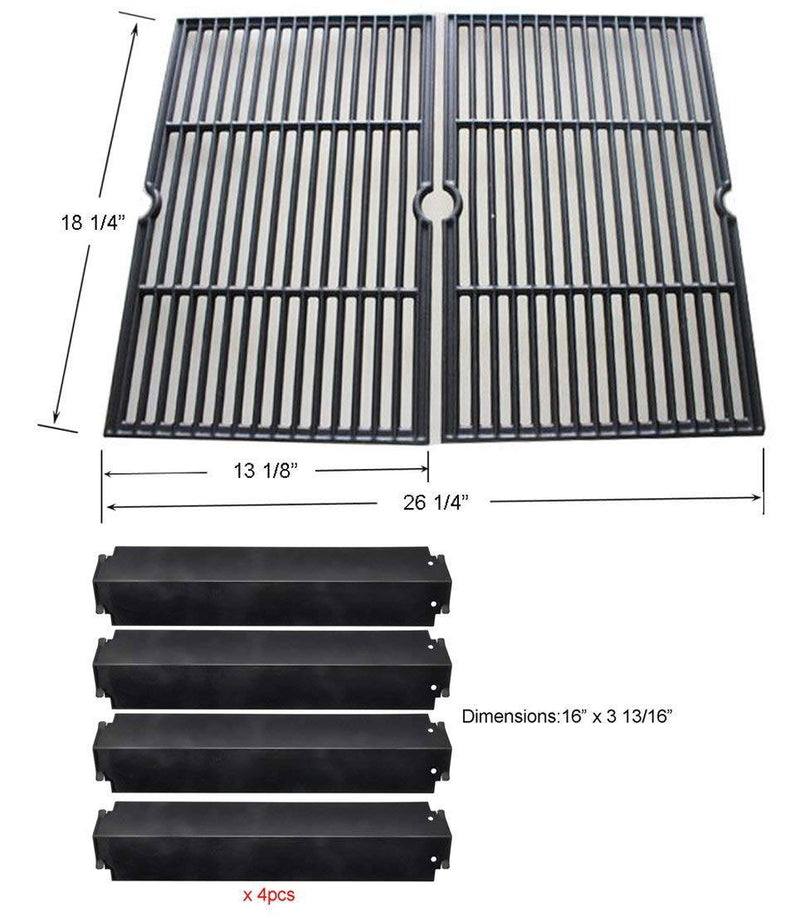 Char-Broil Gas Grill Replacement Rebuild Kit-Porcelain Coated Cast Iron Cooking Grill Grates and Porcelain Steel Heat Plates - Grill Parts America
