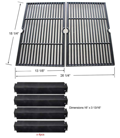 Char-Broil Gas Grill Replacement Rebuild Kit-Porcelain Coated Cast Iron Cooking Grill Grates and Porcelain Steel Heat Plates - Grill Parts America