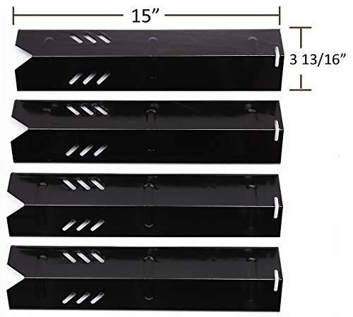 BBQ funland PH1591 (4-Pack) Porcelain Steel Heat Plate for Backyard Grill 15 inch Heat Shield Tent Flame Tamer Burner Cover - Grill Parts America