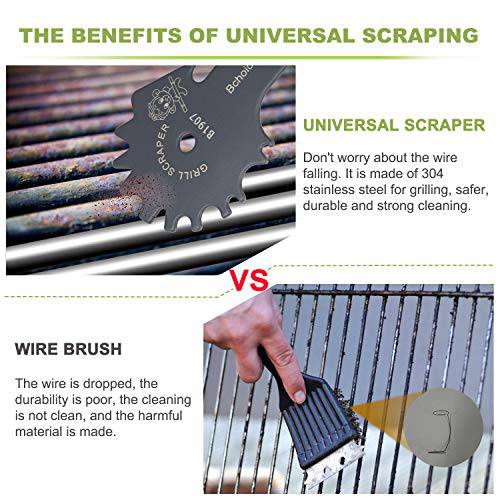 Bchoice Stainless Steel BBQ Grill Scraper Brushes - Non-bristles Grill Brush - Grill Parts America