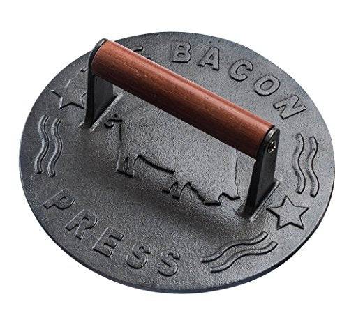 Bellemain Cast Iron Grill Press, Heavy-duty bacon press with Wood Handle, 8.5-Inch Round - Grill Parts America