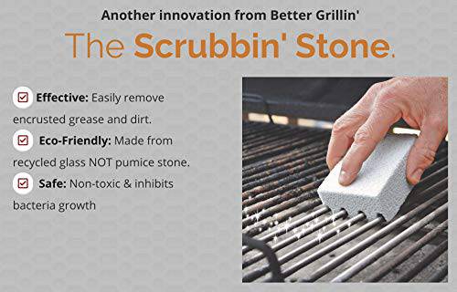 BETTER GRILLIN' Scrubbin Stone Grill Cleaner-Scouring Brick/Barbecue Grill Brush/Barbecue Cleaner for BBQ, Griddle, 2pk - Grill Parts America