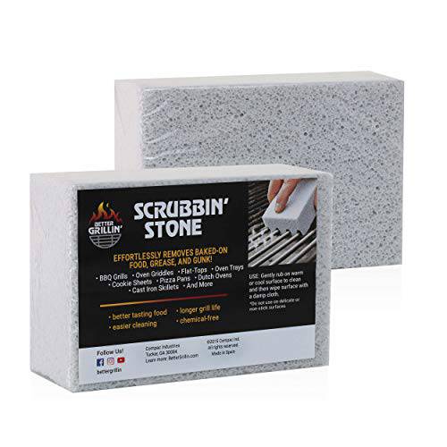 BETTER GRILLIN' Scrubbin Stone Grill Cleaner-Scouring Brick/Barbecue Grill Brush/Barbecue Cleaner for BBQ, Griddle, 2pk - Grill Parts America