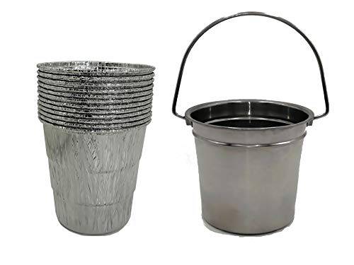 BIG PART Wood Pellet Grill Drip Grease Bucket Disposable Foil Liner/Insert Kit Replacement Parts for Green Mountain Wood Pellet Grill (1bucket &12liners) - Grill Parts America