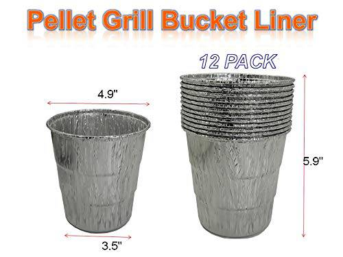 BIG PART Wood Pellet Grill Drip Grease Bucket Disposable Foil Liner/Insert Kit Replacement Parts for Green Mountain Wood Pellet Grill (1bucket &12liners) - Grill Parts America