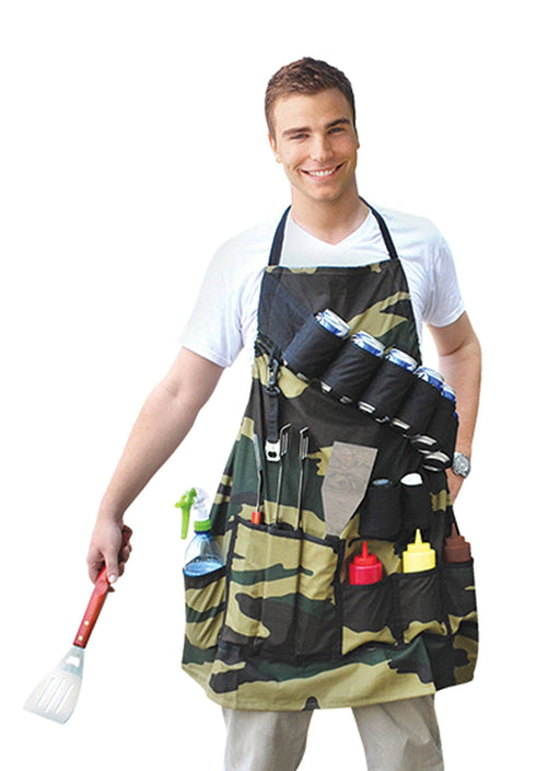 BigMouth Inc The Grill Sergeant BBQ Apron, Cotton Camouflage Gag Gift for Cookouts, Adjustable Strap, Pockets and Bottle Opener Included - Grill Parts America