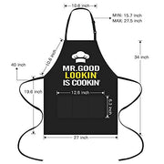 Funny Aprons for Men - Mr. Good Looking is Cooking - BBQ Grill Grilling Apron - Grill Parts America