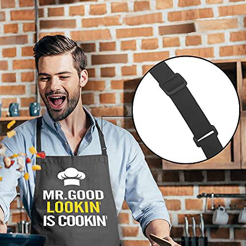Funny Aprons for Men - Mr. Good Looking is Cooking - BBQ Grill Grilling Apron - Grill Parts America