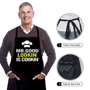 Funny Aprons for Men - Mr. Good Looking is Cooking - BBQ Grill Grilling Apron - Grill Parts America