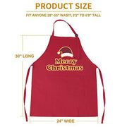 Christmas Apron for Men with Adjustable Neck, 3 Front Pockets Gift for Him (Red) - Grill Parts America