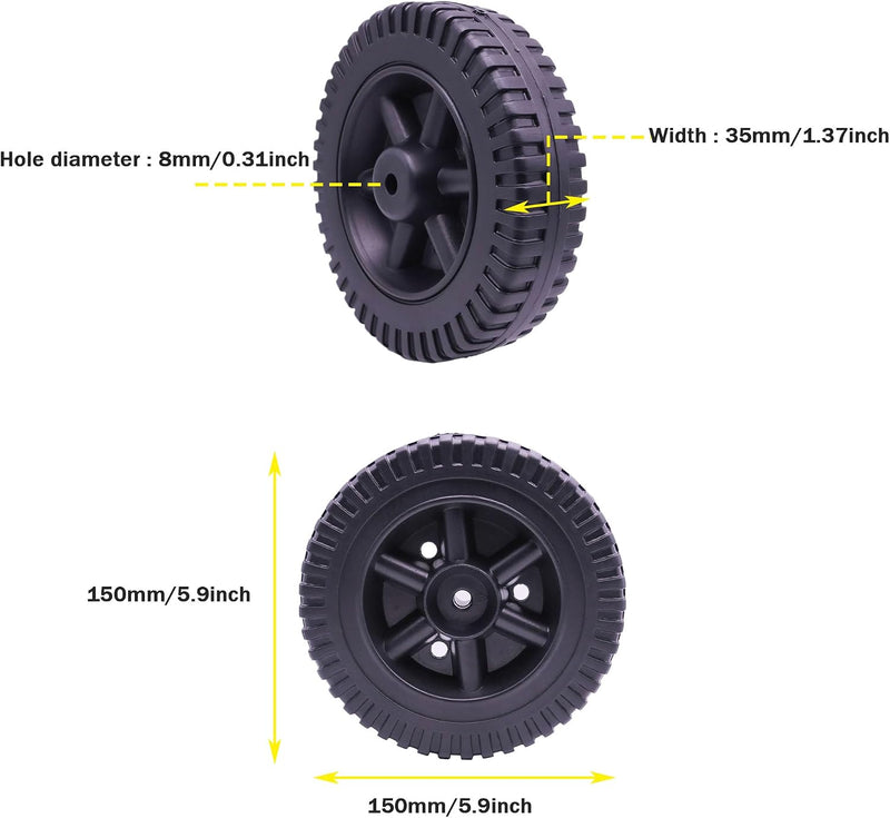 2Pack 6 Inch Grill Wheel BBQ Trolley Wheels Universal Wheels for Gas Grills