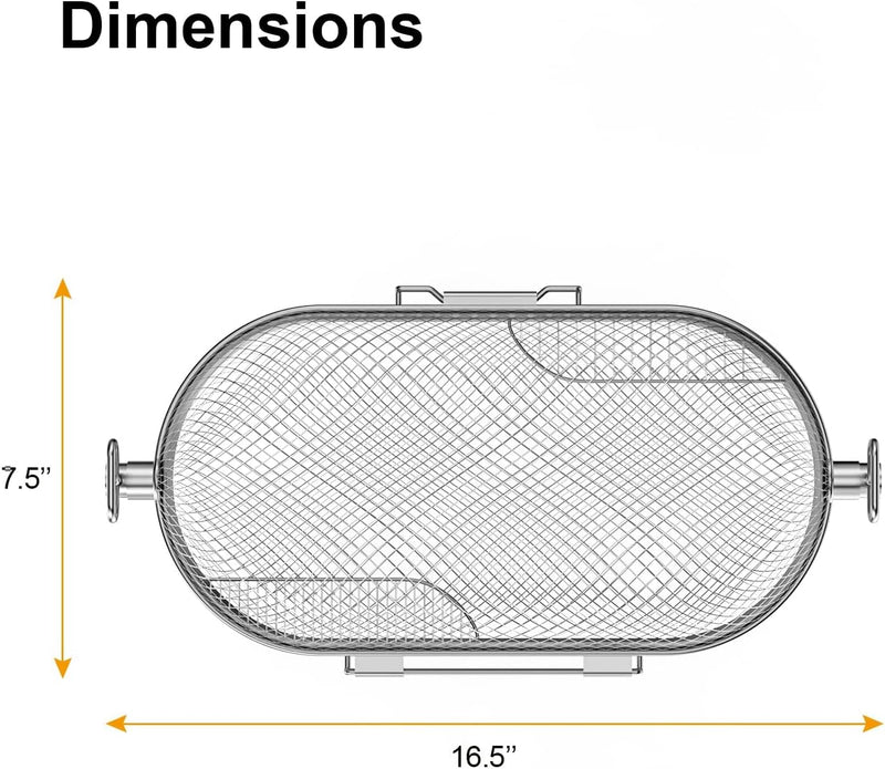Rotisserie Grill Basket for Napoleon Grill 64000 BBQ Accessories Fit Most Spit Rods of Grills Rotisserie, Stainless Steel