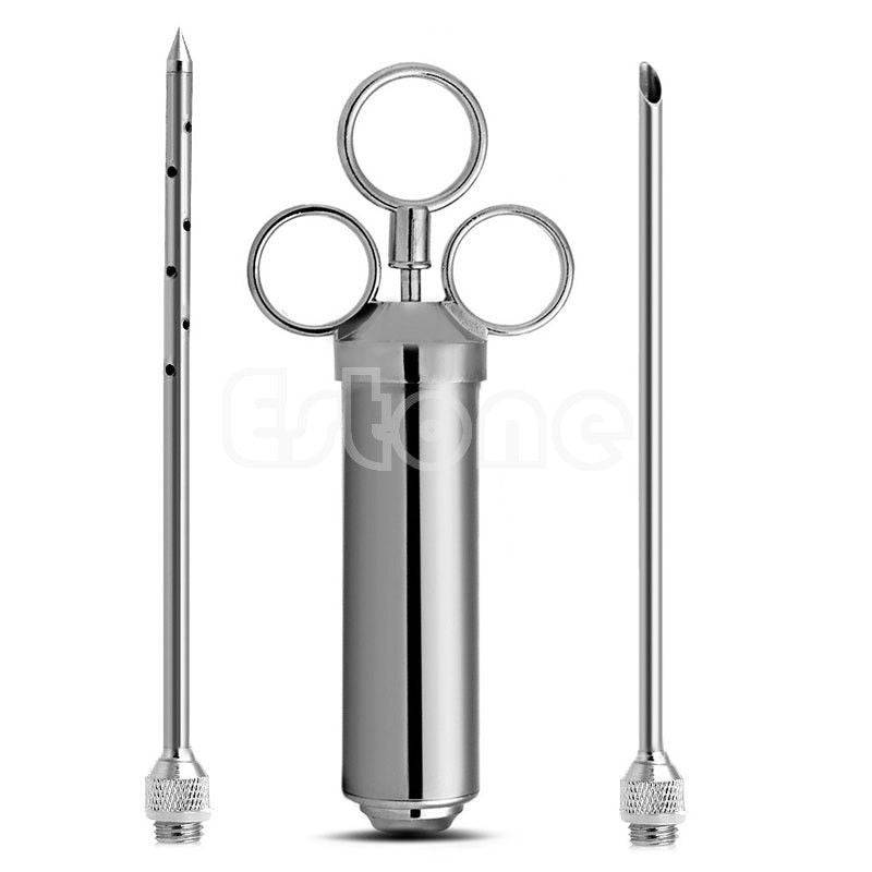 Grill Stainless Steel Meat Marinade Injector 2 oz Flavor Needle Cooking Syringe-y102 - Grill Parts America