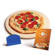 Cast Elegance Theramite Durable Pizza and Baking Stone for Oven and Grill, Includes Recipe E-Book & Cleaning Scraper, 14 inch Round, 5/8th inch Thick, Circular Design - Grill Parts America