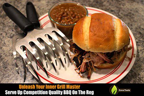 Cave Tools Metal Meat Claws for Shredding Pulled Pork, Chicken, Turkey, and Beef- Handling & Carving Food - (Rake Grip) - Grill Parts America