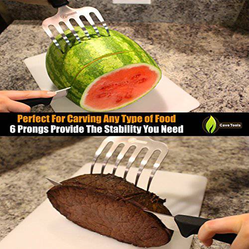 Cave Tools Metal Meat Claws for Shredding Pulled Pork, Chicken, Turkey, and Beef- Handling & Carving Food - (Rake Grip) - Grill Parts America