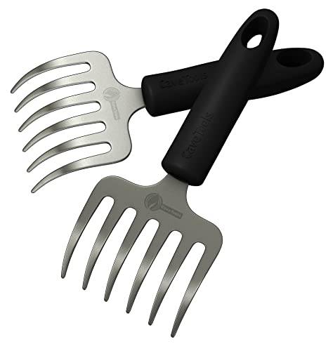 Cave Tools Metal Meat Claws for Shredding Pulled Pork, Chicken, Turkey, and Beef- Handling & Carving Food - (Rake Grip) - Grill Parts America