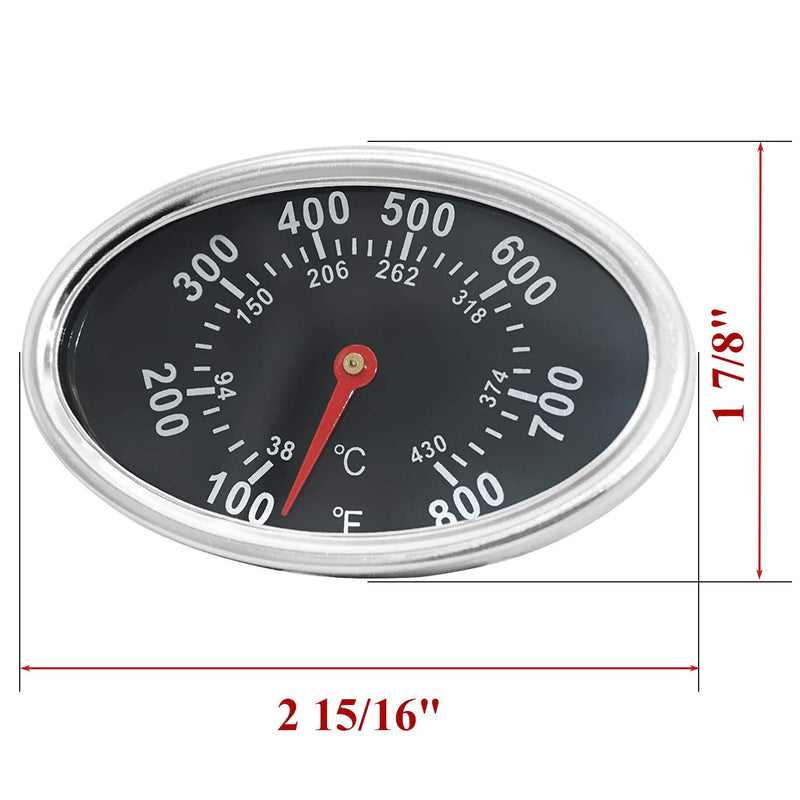 Grill Lid Thermometer Temperature Gauge Replacement for Nexgrill 720-0830H, 720-0888, 720-0697, Heat Indicator for Charmglow 810-7310-S,720-0234, Brinkmann 810-3821-S 810-9425-W and Other Grill Model