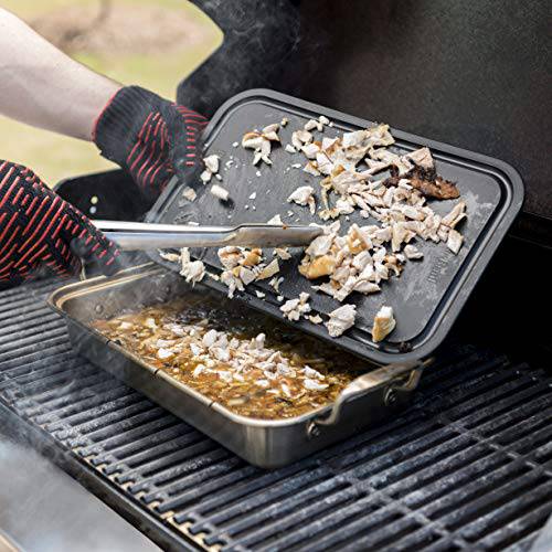 Char-Broil 3526981P04 Grill Plus Roasting Pan & Cutting Board, Silver - Grill Parts America
