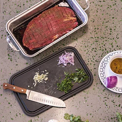 Char-Broil 3526981P04 Grill Plus Roasting Pan & Cutting Board, Silver - Grill Parts America